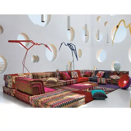 Modern Luxurious Rochburg Mahjong Fabric Modular Sofa Bed Combination