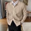 Mens Knited Cardigan Fashion Henley tröja