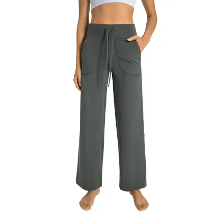 Comfy Lulu Buttery Soft Wide Leg Yoga Pants with Elastic Waist and Side Pockets