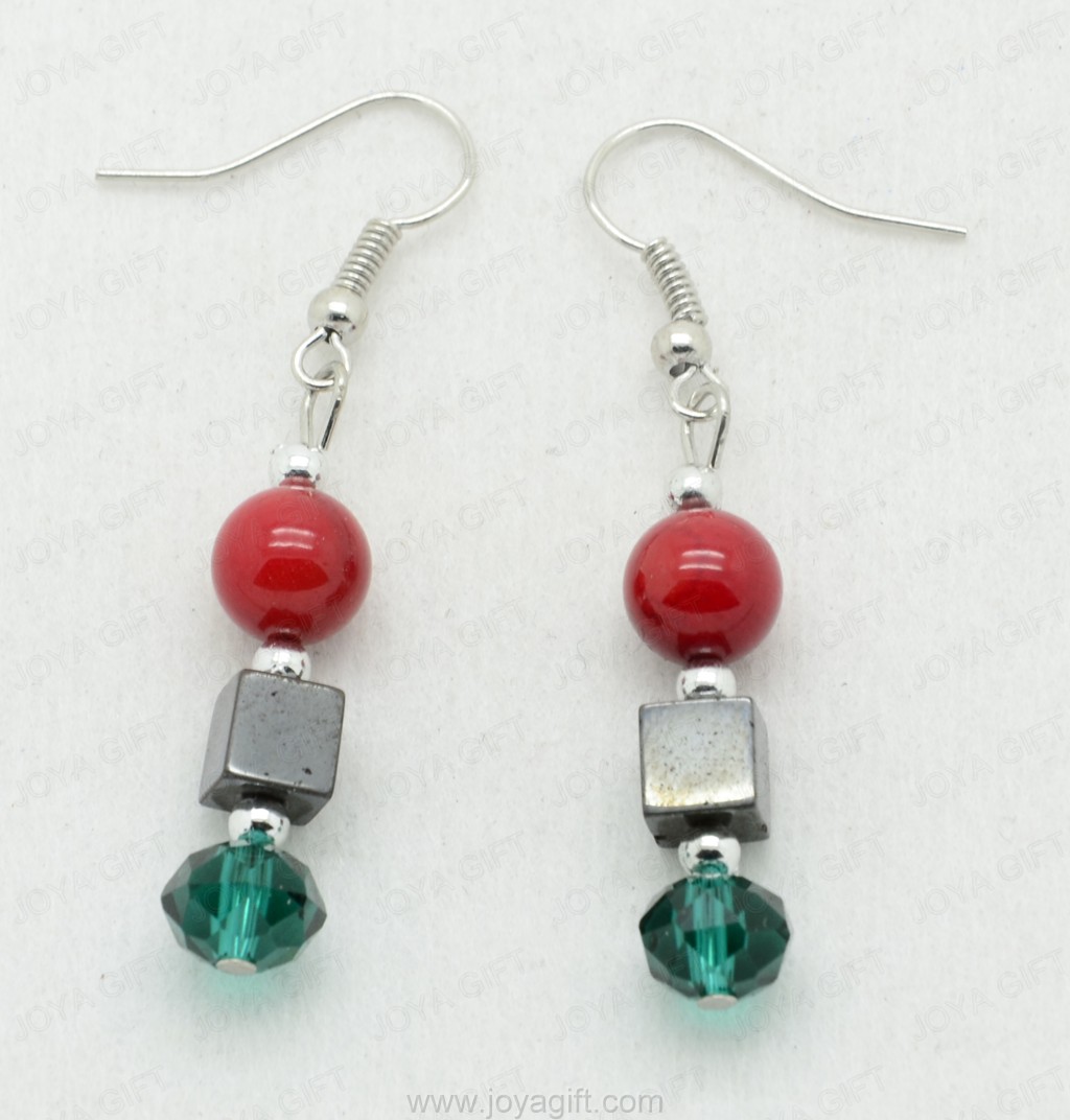 Boucle d&#39;oreille hématite Crystal Red Coral