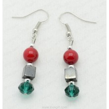 Boucle d&#39;oreille hématite Crystal Red Coral