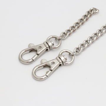 Luxury Gun Metal Key Chain with Leather Strap and Split Ring
