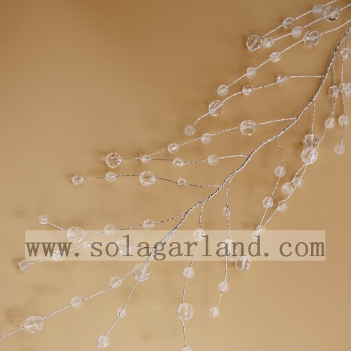 Acrylic Clear And White Bead Garland Tree Branch