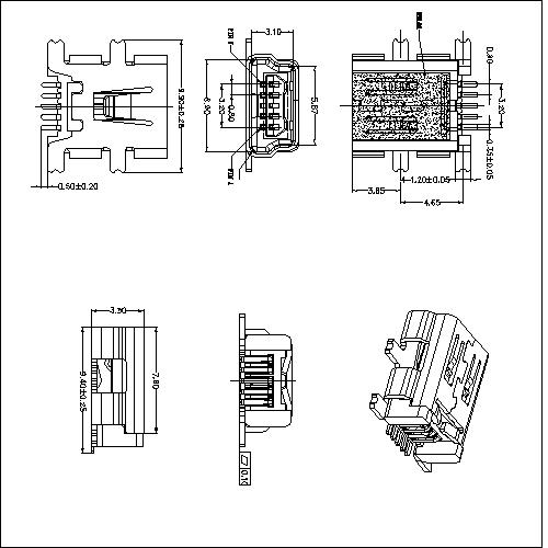NUFM12-XXXXX 12 Mini USB B F SMT 5P Reverse NUFM12-XXXXX 12 Mini USB B F SMT 5P Reverse