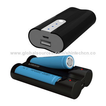 4,500mAh Power Banks with Two Dismountable 18650 Batteries, 5V DC/2.1A USB 1 Output