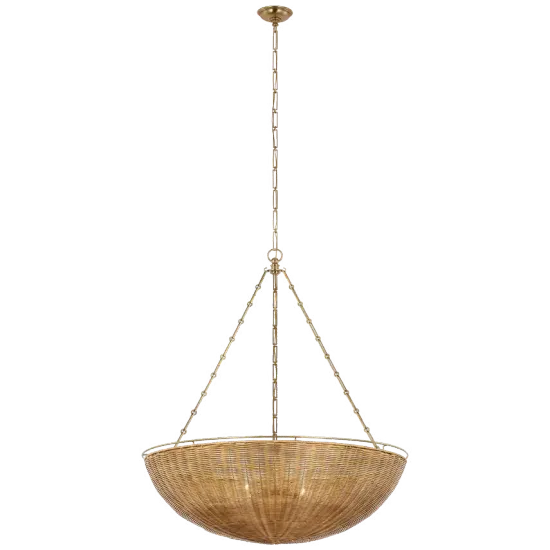 Custom Simple Vintage Woven Rattan Chandelier Pendant Light for Projects