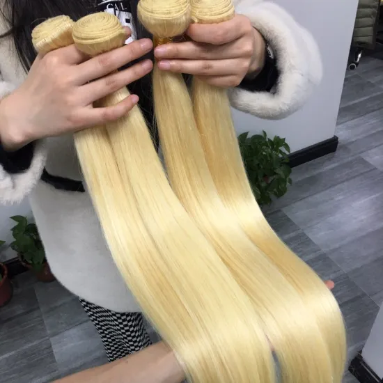 100% Raw Remy Cuticle Indian hair Wholesaler Straight 613 Virgin Hair Bundles Remy Brazilian Human Hair Bundles Blonde