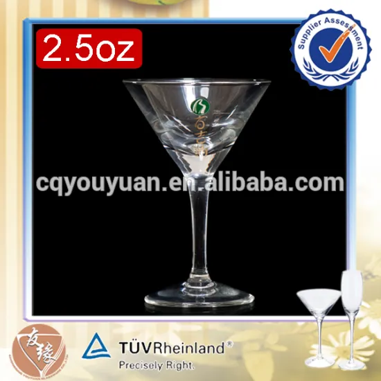 Barware lead free high white transparent glass 2.5 oz custom logo vintage martini glass