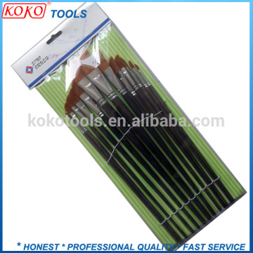 12pcs two color wooden handle color nylon long wooden handle artist brush