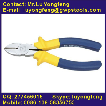 Satin finished European style diagonal cutting pliers with 2-color handle