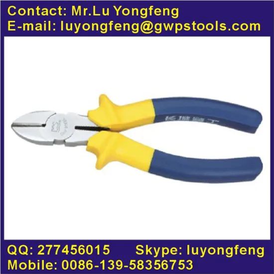 Satin finished European style diagonal cutting pliers with 2-color handle