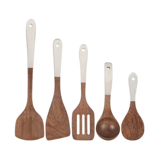 5-Piece Eco-Wooden Wenge Cooking Utensil Set: Sustainable Kitchen Tools and Gadgets
