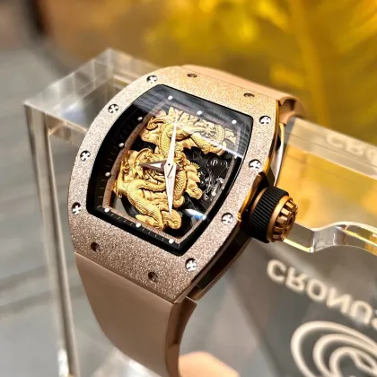 Luxury Men's Automatic Mechanical Watch with Unique Hollow Design