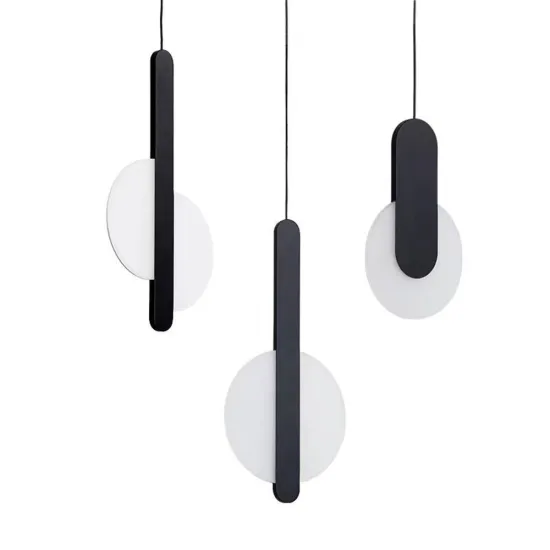 Dislocated Double Semicircle Black Pendant Light for Dining Restaurants: IN0249