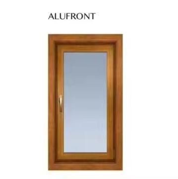 High Security Aluminium Wood Composite Casement Swing Window by Alufront Factory