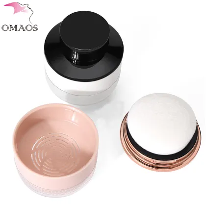 Luxury Black Rose Gold Ball Empty Loose Powder Container with Powder Puff
