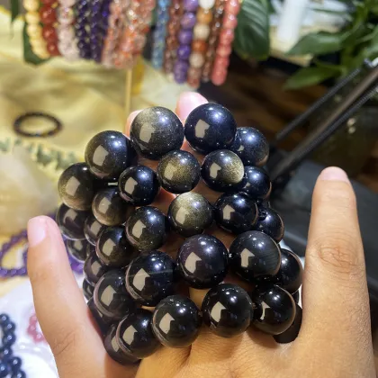 Golden Sheen Obsidian Crystal Bracelets for Women - Natural Healing Stone Jewelry