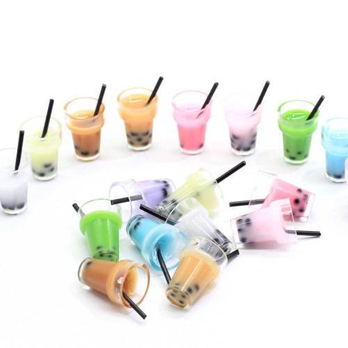 Assorted Resin Miniature Dollhouse Tea With Milk Cup Multi Color Resin Dollhouse Milky Tea Cabochons Resin Tea Mugs Charms