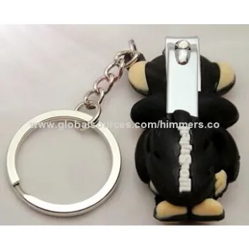 Wholesale cute Paul Frank shaped PVC key-chain with nail clippers