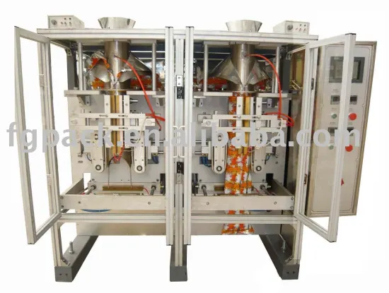Duplicate vertical form filling and sealing machine