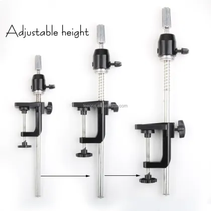 Black Clamp Stainless Steel Wig Head Stand for Professional Training