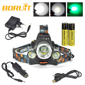 Boruit RJ-3000 High Power 5000LM CREE LED Green Light Hunting Headlamp