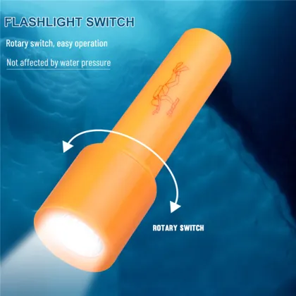 IPX8 Waterproof Rotary Switch Portable Underwater Flashlight