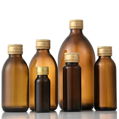 20ml to 500ml Amber Round Cough Syrup Bottles with Plastic Aluminum Caps - Medicine Bottle