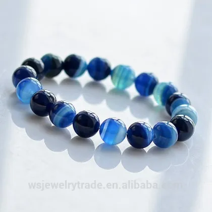 Agate Bracelet 6-12mm natural Aquamarine Bracelet Blue sky jewelry stone bracelet