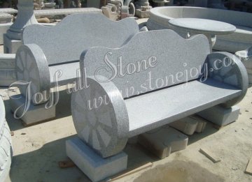 Wheel Style Granite Bench, stone bench with backrest