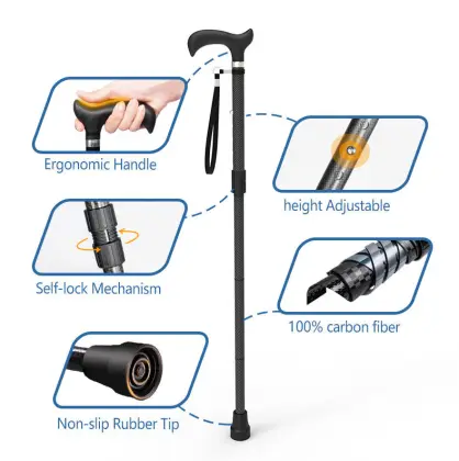 Jinda Lightweight Carbon Fiber Folding Cane