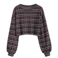 Women's Tribal Ethnic Graphic Cropped Knitwear