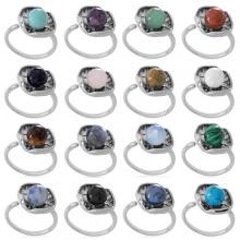 Anillo de cuentas de piedras preciosas bolas de 8 mm anillo de loto de plata para hombres para mujeres anillos de cristal ajustables aniversario de la boda región del día de la madre