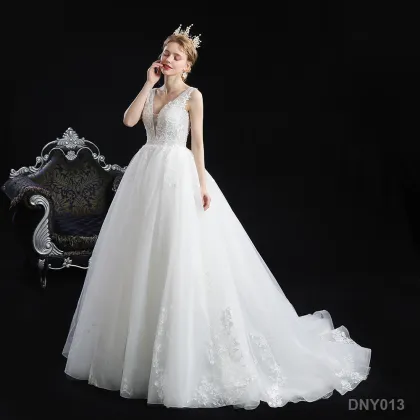 luxury princess robe de mariage sleeveless backless simple wedding dress
