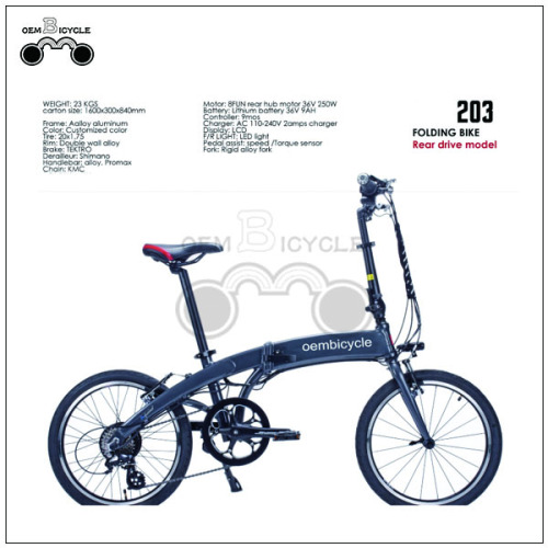 Rear drive aluminum folding electric bike