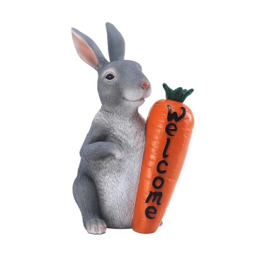 9.2-inch Resin Rabbit Statue with Carrot: Perfect Easter Gift and Home Decoration