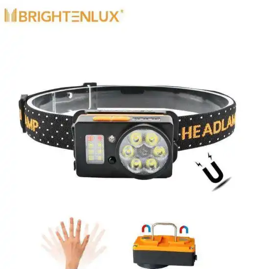 30,000 Lumens Magnetic USB Camping Motion Sensor LED Headlamp - Rechargeable Miners Head Torch
