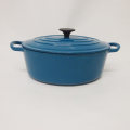 नीले Enameled कच्चा लोहा Cookware अंडाकार Saucepot