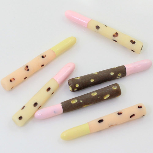 Multi Color Mini Cute Stick Cookies Shaped Resin Cabochon Beads Kids DIY Toy Decorative Charms Handmade Craft Decor