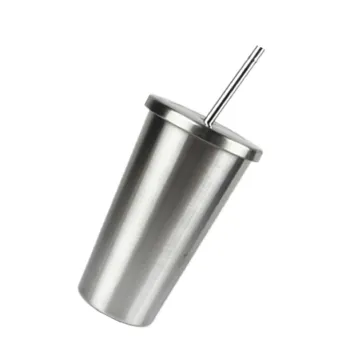Insulated Double Wall Stainless Steel Cup With Straw