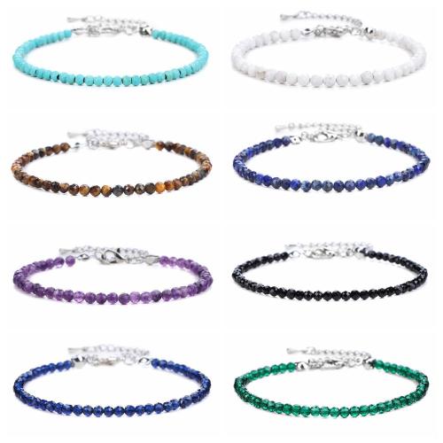 Gelang manik -manik yang asli 3mm Gelang Manik Batu Asli untuk Wanita Lelaki Gadis Laras Boleh Laras Permata Crystal Bangle Chakra