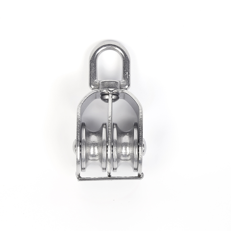 Double wheel lifting pulley block with swivel ring