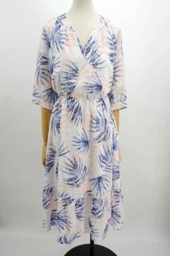 Women's New v-neck print waist dress