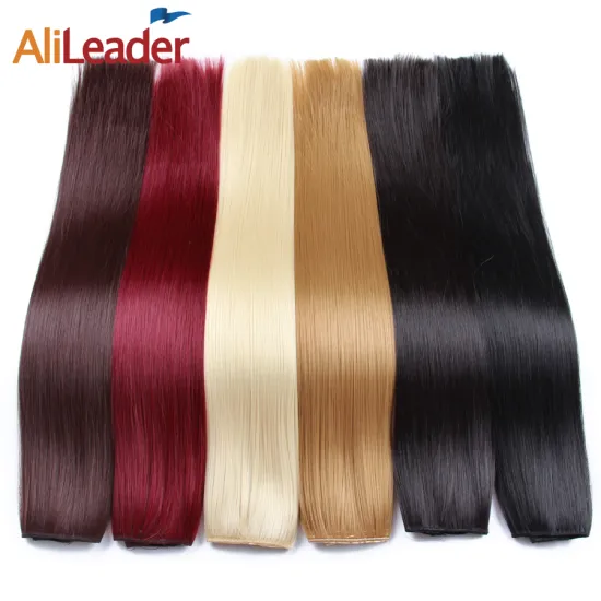 AliLeader Wholesale Clip In Synthetic Clip-in One Piece Silky Straight Hairpiece, 22" 120G 5 Clips In Hair Extension