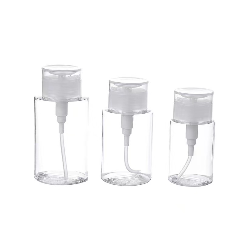 Clear Liquid Press Pump Dispenser Makeup Remover Bottle