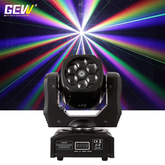 GEVV 6X15W Mini Bee Eyes Green Laser Moving DJ RGBW Wash Beam Light