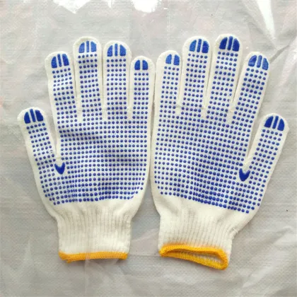 Black PVC Dotted Drill Cotton Gloves