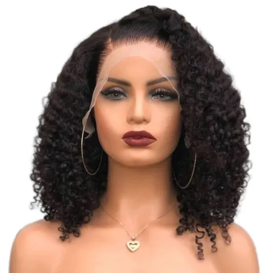 Hot sell high quality high density 100% rumy human hair Short Bob Wigs 4X4 Bob Lace Front Wigs Brazilian Curly Lace Front Wigs