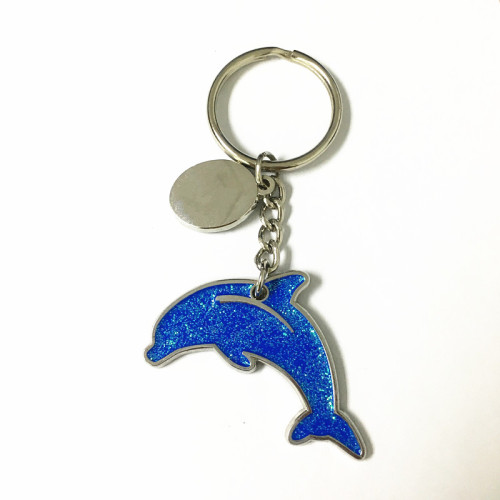 Cartoon Cute Blue Whale Shark Customised Metal Keyring
