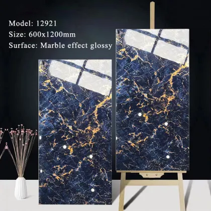 Vogue Design Glossy Glazed Marble Look Porcelain Tiles - 600x1200